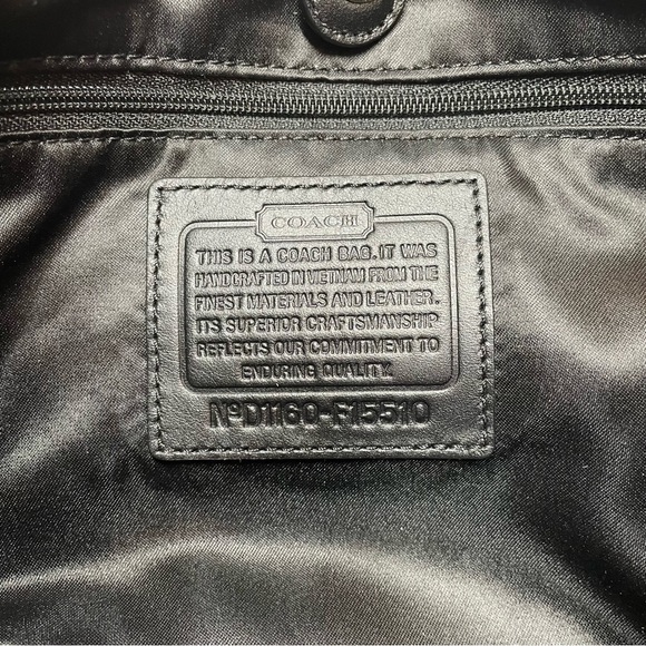 Coach Signature Black Purse Bag Satchel with Patent Leather Accents - Picture 7 of 12